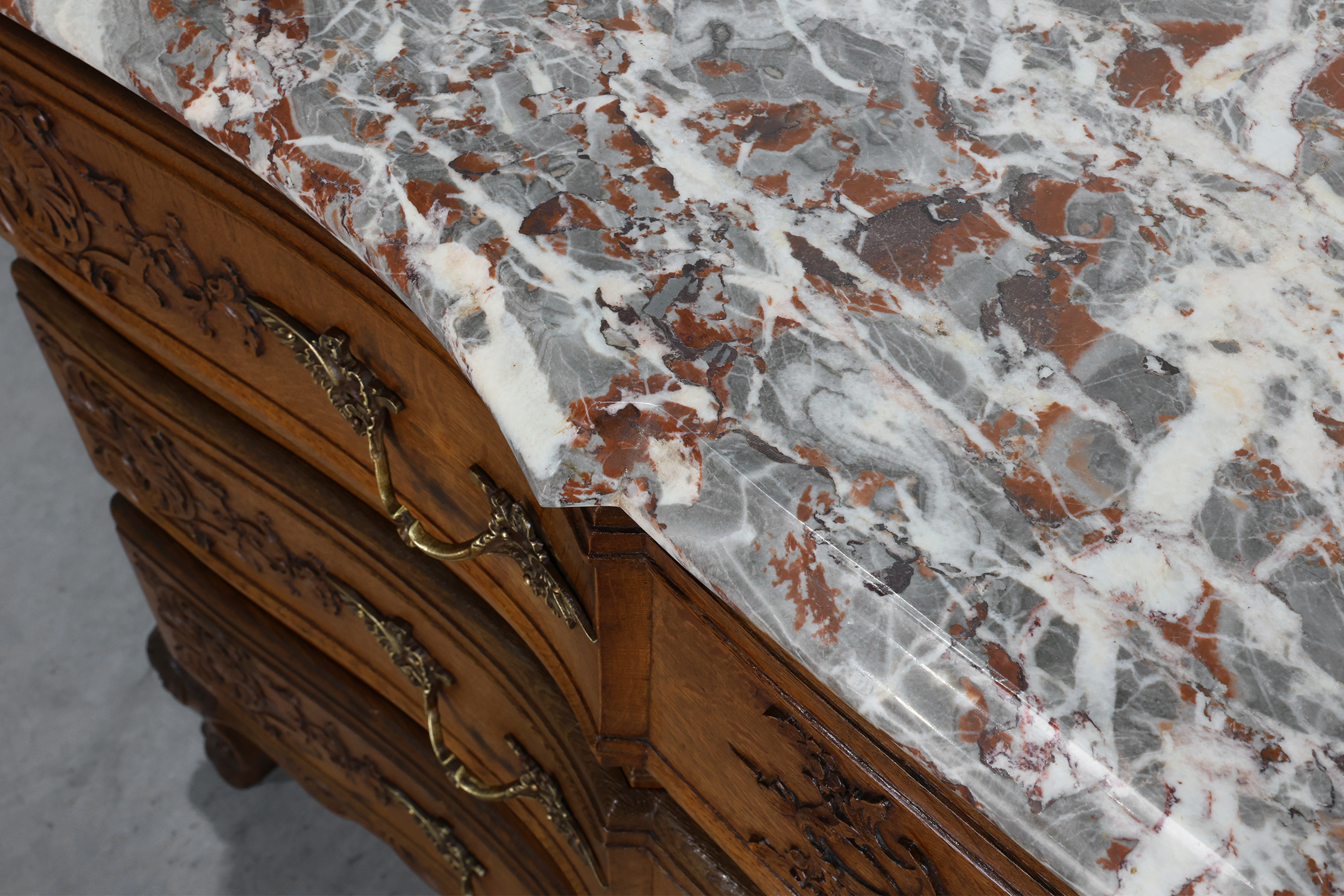 18th Century Louis XV Oak and Marble Chest of Drawers, Francethumbnail